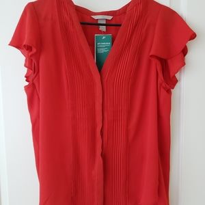 H&M Red Button Down Blouse Size US 8 NWT
